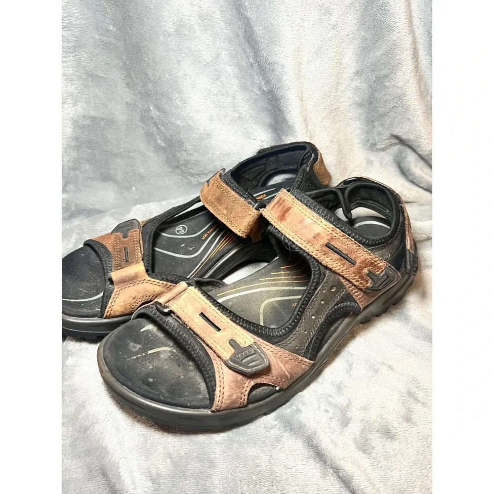 ECCO Receptor Leather Strap‎ Outdoor Sandals Men's 44 Brown Hiking Comfort Shoes